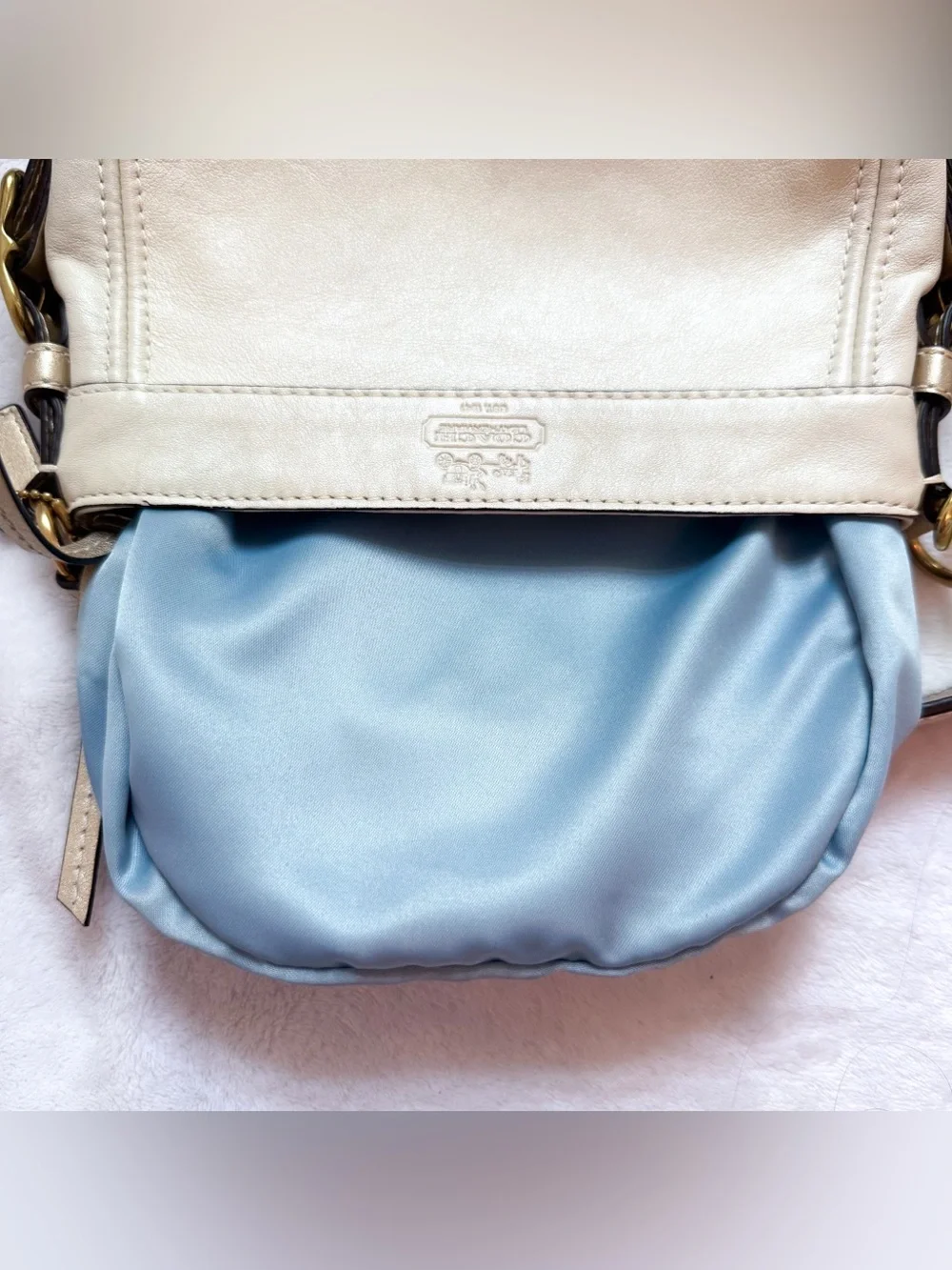 Coach Zoe Y2K White Pearl / Gold Leather Mini Hobo Shoulder Bag 2009 EUC 41864 - Picture 12 of 15